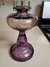 1920’s American Amethyst Glass Depression Table Oil Lamp, picture