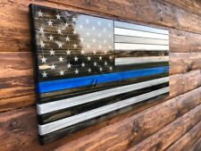 Subdued Wooden American Flag, thin blue line, red line, police, sheriff, dispatc picture