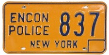 New York 1974-1985 Environmental Conservation Police License Plate ENCON 837 picture