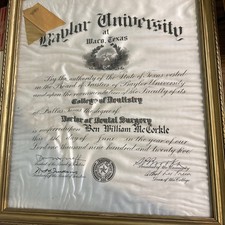 1925 Baylor University College Of Dentistry Doctor Of Dental Surgery; Original picture