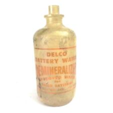 VINTAGE DELCO BATTERY WATER DEMINERALIZER BOTTLE RARE USED EMPTY BOTTLE PLASTIC picture