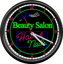 Beauty Salon Nails Hairdresser Hair Stylist Neon Colors NO LIGHT Sign Wall Clock picture