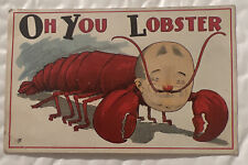 c1910's Anthropomorphic Lobster, Oh You Lobster Humor Unposted Antique Postcard picture