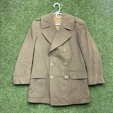 Vintage WWII Army Regulation Officers Wool Overcoat 40R Doeskin Short Sty 1942 picture