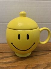 Large Smiley Face Yellow Coffee,Tea,Mug Lid Teleflora Gift Vintage Pre-Owned  picture