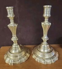 Pair of Antique Brass French Louis XVI Candlesticks 9.75