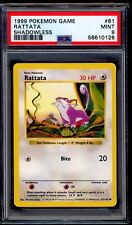 PSA 9 Rattata 1999 Pokemon Card 61/102 Shadowless Base Set picture