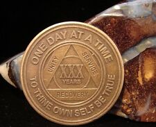 Alcoholics Anonymous AA 30 Year Bronze Medallion Token Chip Sobriety Sober picture