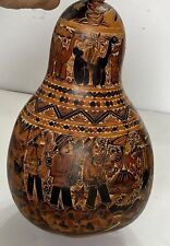 Large Intricate Hand Carved Peruvian Folk Art Gourd intricate meticulous design picture