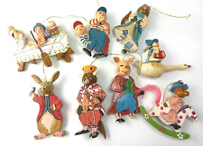 Vtg Kurt Adler Wood Ornaments Nursery Rhyme Mother Goose Lot Of 8 Christmas picture