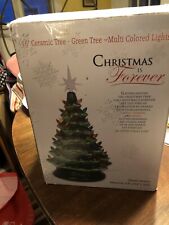 Christmas is Forever Lighted Tabletop Ceramic Tree, 16 Inch Green Tree picture