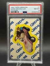 1984 Topps Gremlins Stickers #7 Gizmo Driving Car RC Rookie  PSA 8 picture
