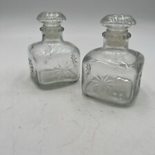 2 Vintage Lavoris  Mouthwash Clear Square Glass Bottle With Stopper & Starburst picture