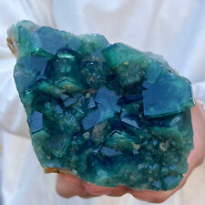 2.7lb Natural Green cube FLUORITE Quartz Crystal Cluster Mineral Specimen picture