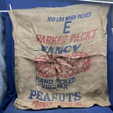 Vintage Birdsong Fancy Peanuts Star Brand Burlap Bag Sack Virginia 39 “ X 34” picture