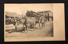 c1900 Bulls/Ox Oxcart Modern Wood Yard Brownsville TX Vint BW Photo Post Card CF picture