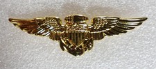 Pilot Aviator Wings Badge Pin Military Naval Anchor Gold Tone Clutch Back picture