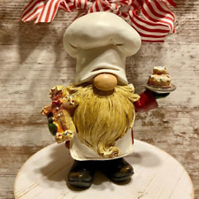 Christmas Bake Shop Baker Gnome Holding Gingerbread Man Cookie & Cake NWOT picture