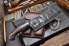 CFK Handmade D2 Custom PINE CONE Corelon BUTCHER CLEAVER Hunting Camp Knife Set picture