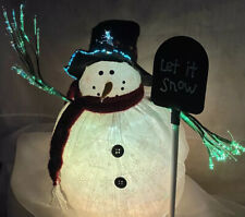 RAREVintage Fiber Optic 13”Color Changing Holiday Christmas Snowman Let It Snow picture