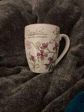 Mark My Words 2009 Pavilion Gift Company Daughter Mug White Mauve Flowers 18 oz picture