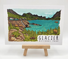 Glacier National Park, Montana  - Line Drawing - Lantern Press Postcard (LP61) picture
