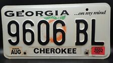 2002 Georgia License Plate Cherokee County 9606 BL picture
