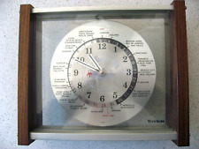 Vintage 1969 Verichron Executive World Time Desk Top Clock Teak Aviation - Works picture