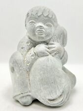 Isabel Bloom - Boy Hugging his Dog, heavy stone statue, signed 5.25