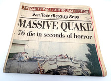 Collectible San Jose Mercury News Newspaper "Massive Quake"  October 18 1989 picture