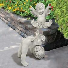Set of 2: Celestial Tumble Twins Baby Angel Cherub Home Garden Putti Statues picture