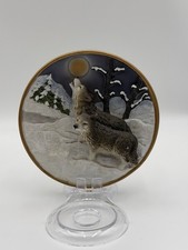Cadona - Timber Wolf 3D Endangered Species Plate Two Wolves 1999 Howling at Moon picture