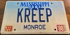 KREEP Vanity License Plate CREAP Lunar Material Rare Earth Elements CREEP  picture