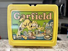 Vintage Thermos 1978 Garfield Lunch Box Only Yellow Plastic Made in USA picture