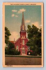 Searcy AR-Arkansas, First Methodist Church, Religion, Vintage c1958 Postcard picture