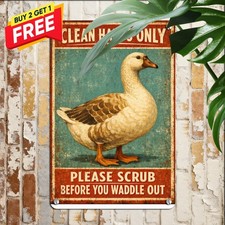Hand Washing Reminder Duck Illustration Bathroom Metal Tin Sign Wall Decor picture