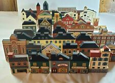 The Cats Meow Wooden Village Lot 44 Pcs. 80s and 90s Houses Shops Buildings Set  picture