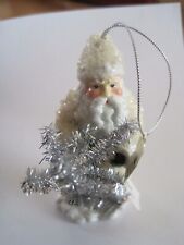 Snow Santa w/ Silver Tree Christmas Ornament 4 3/4