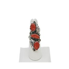 Zuni Ray and Rosemary Nieto Sterling Silver Oxblood Coral Ring Sz 7 picture