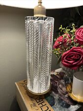 Vintage Signed Waterford Crystal & Brass Herringbone Table Lamp 16” picture