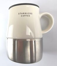 Starbucks 14oz  2004 White Ceramic Travel Mug & Lid With Stainless Steel Bottom picture