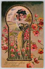 Art Nouveau C Ryan ? Pretty Lady Poppy Winsch A-155 Postcard 1910's *Rare picture