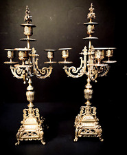 Antique Pair of 19th Century French Bronze Louis XIV Four Light Candelabra picture