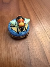 Limoges Bee Hinged Trinket Box Hand Painted. France. picture