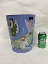 Futurama Tin  Trash Can with Bender, Fry, Dr. Zoidberg Vintage Made in 2002 picture