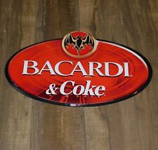 Vintage BACARDI and COKE 24 X 15 Large Metal Bar Sign Advertising Man Cave Decor picture