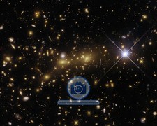 GALAXY CLUSTER MERGER WITH GRAVITATIONAL LENSING 8X10 PHOTO picture