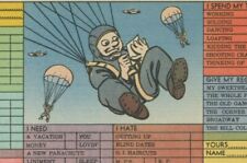1940s Busy Aviator Correspondence Card parachute humor linen postcard F728 picture
