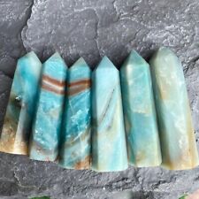 3'' Amazonite Point Obelisk Natural Ocean Crystal Wand Tower Decoration picture