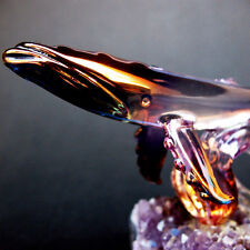 Whale Figurine Sculpture Blown Glass Amethyst Crystal picture